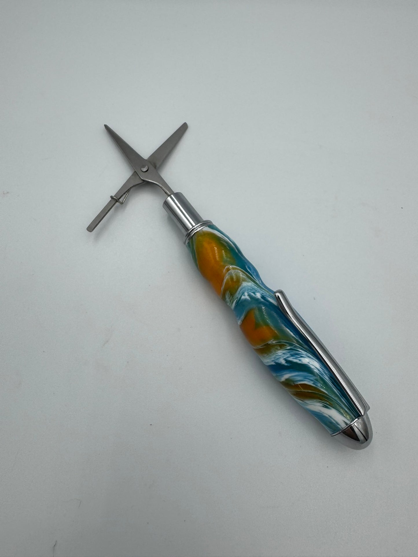 Travel Scissors - Blue and Orange Acrylic Handle